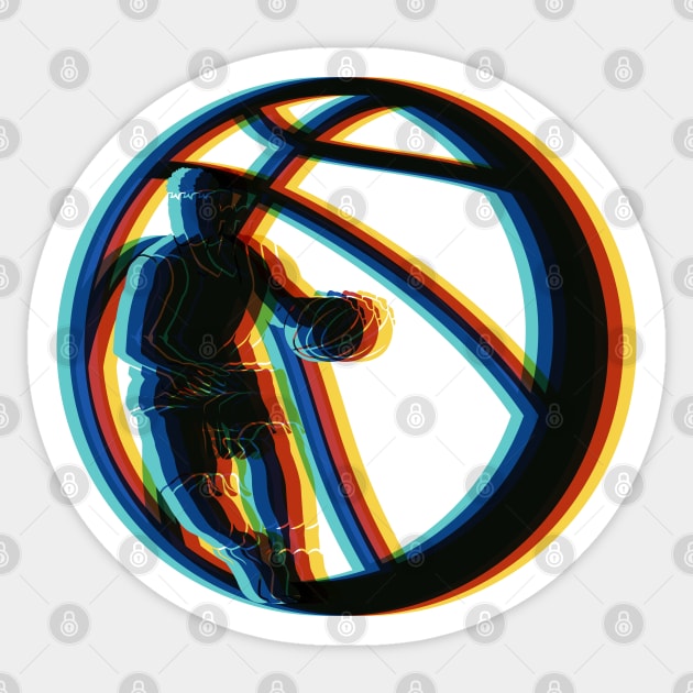 Surrealistic Magic Shadow Basketball Player Sticker by HappyGiftArt